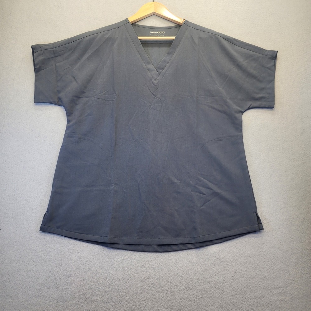 Mandala Oversized‎ V Neck Scrub Top Pewter Gray Equa-Tek Medical Uniform XL NWT